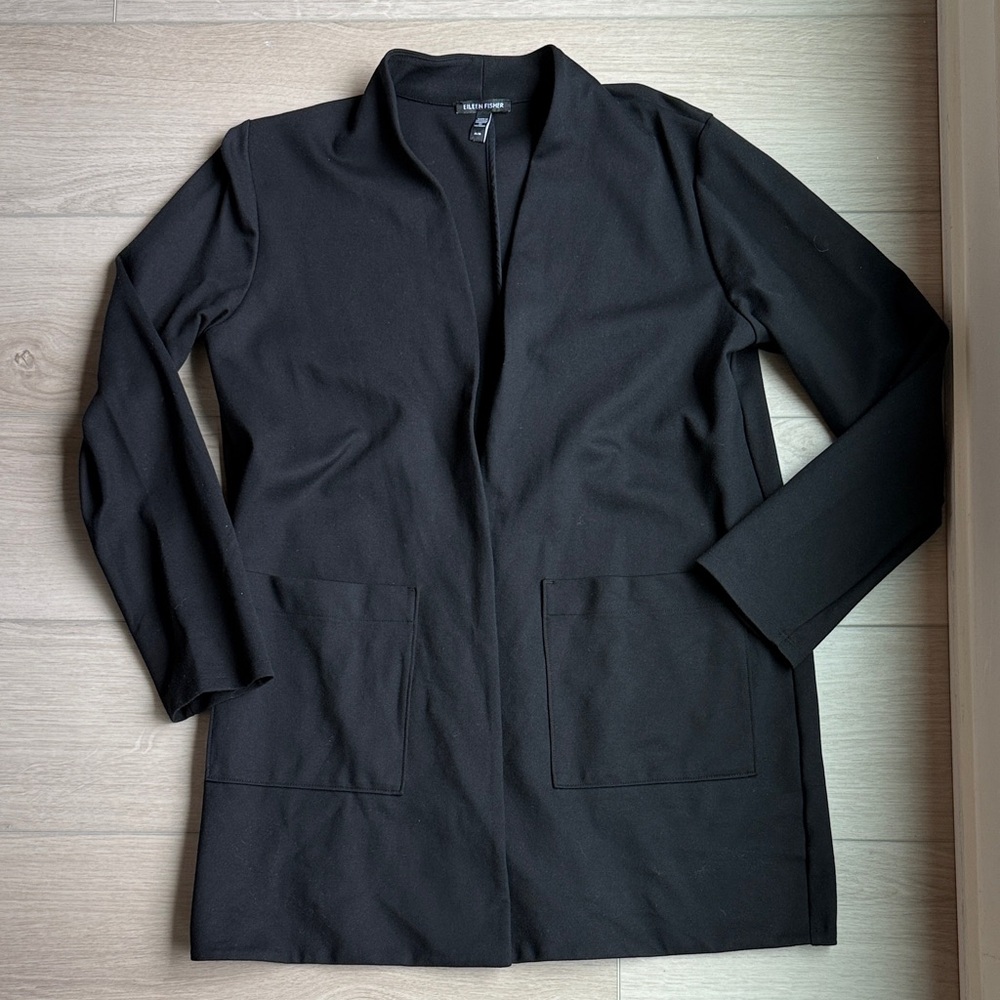 Eileen Fisher black blazer, size M.